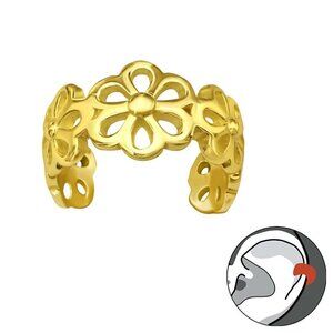 14K Gold Vermeil Flower Cuff Earring